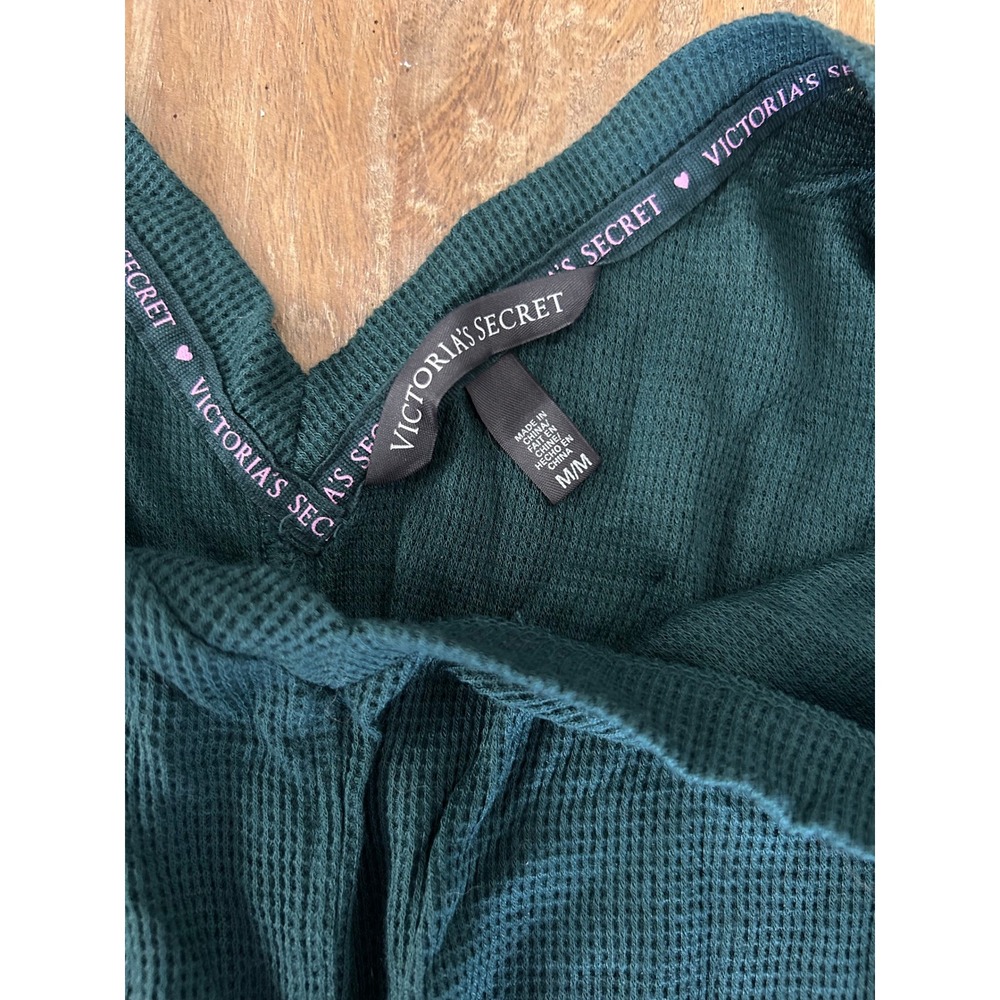VICTORIAS SECRET VNeck Waffle Knit Dolman Sleeve Top M Teal Green - Picture 2 of 4